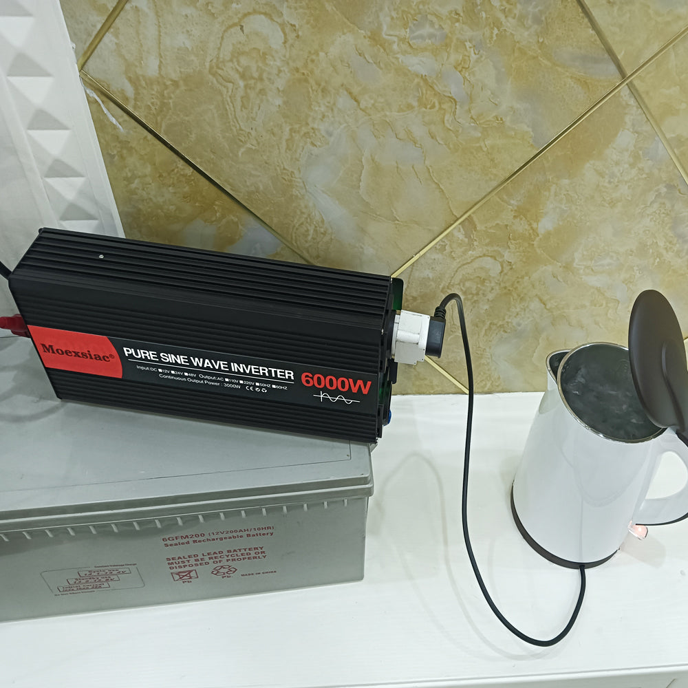 Moexsiac Pure Sine Wave Inverters 4000W 5000W 6000W Double EU Socket Car Inverter DC 12V 24V 48V To AC 220V Voltage Converters