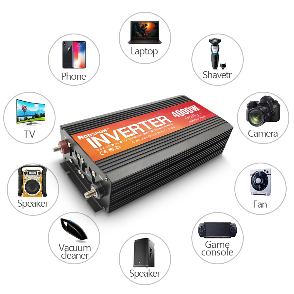 RDDSPON Pure Sine Wave Inverter 12v 24v To 220v 50Hz 60Hz Car Inverter 2000W 3000W 4000W Voltage Converter Power Solar Inverter