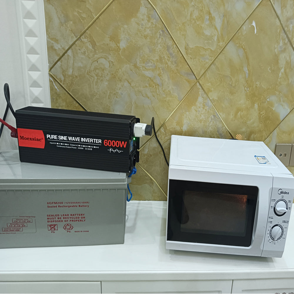 Moexsiac Pure Sine Wave Inverters 4000W 5000W 6000W Double EU Socket Car Inverter DC 12V 24V 48V To AC 220V Voltage Converters