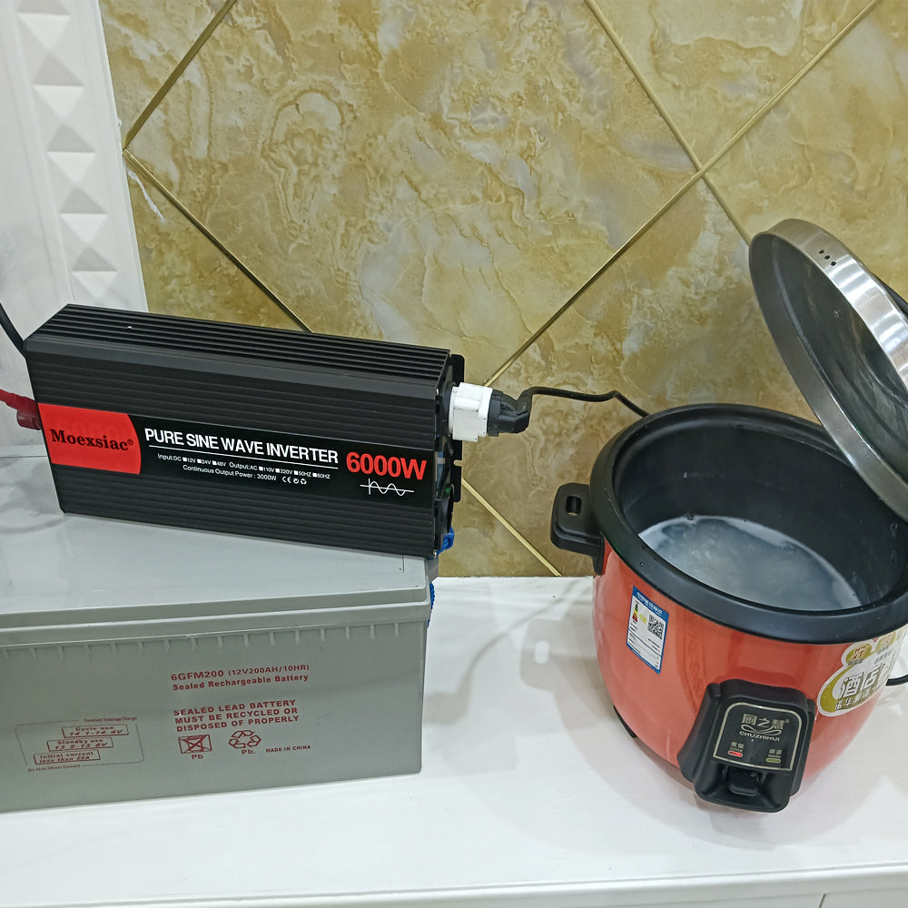 Moexsiac Pure Sine Wave Inverters 4000W 5000W 6000W Double EU Socket Car Inverter DC 12V 24V 48V To AC 220V Voltage Converters