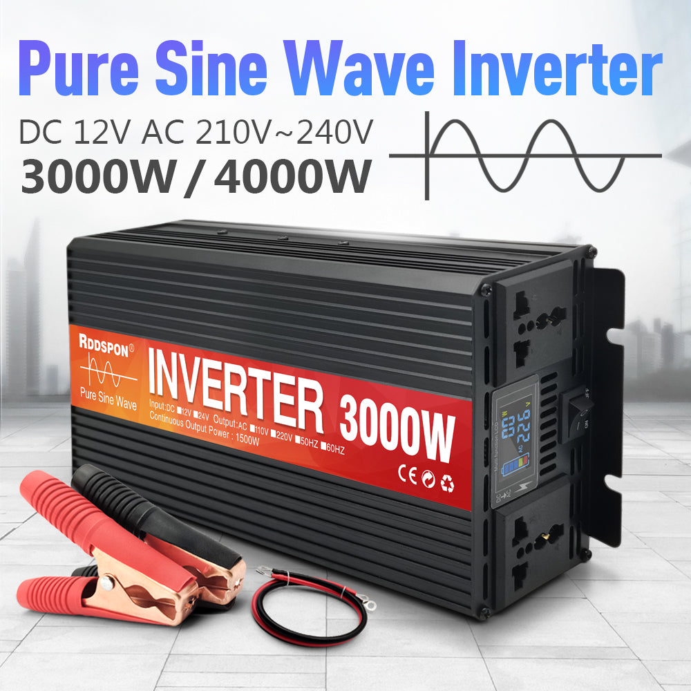 RDDSPON 3000W Car Inverter Universal Plug LCD Display Screen Solar Inverter