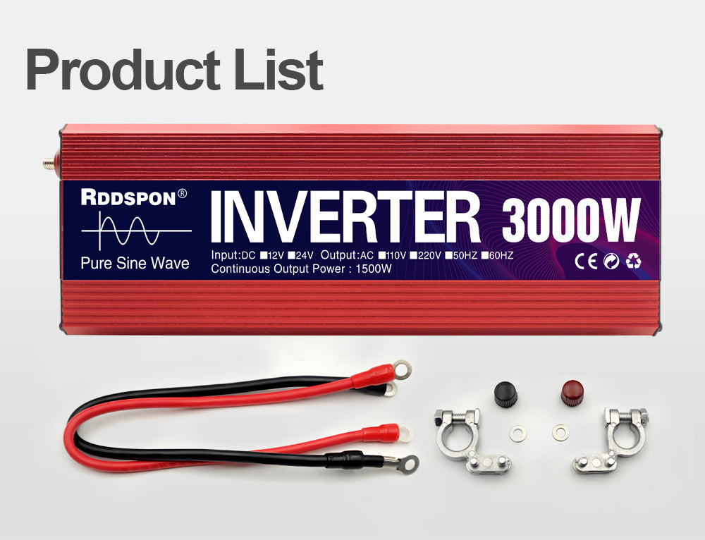 RDDSPON Car Inverter Pure Sine Wave Inverter 3000W 2200W 1600W 1000W