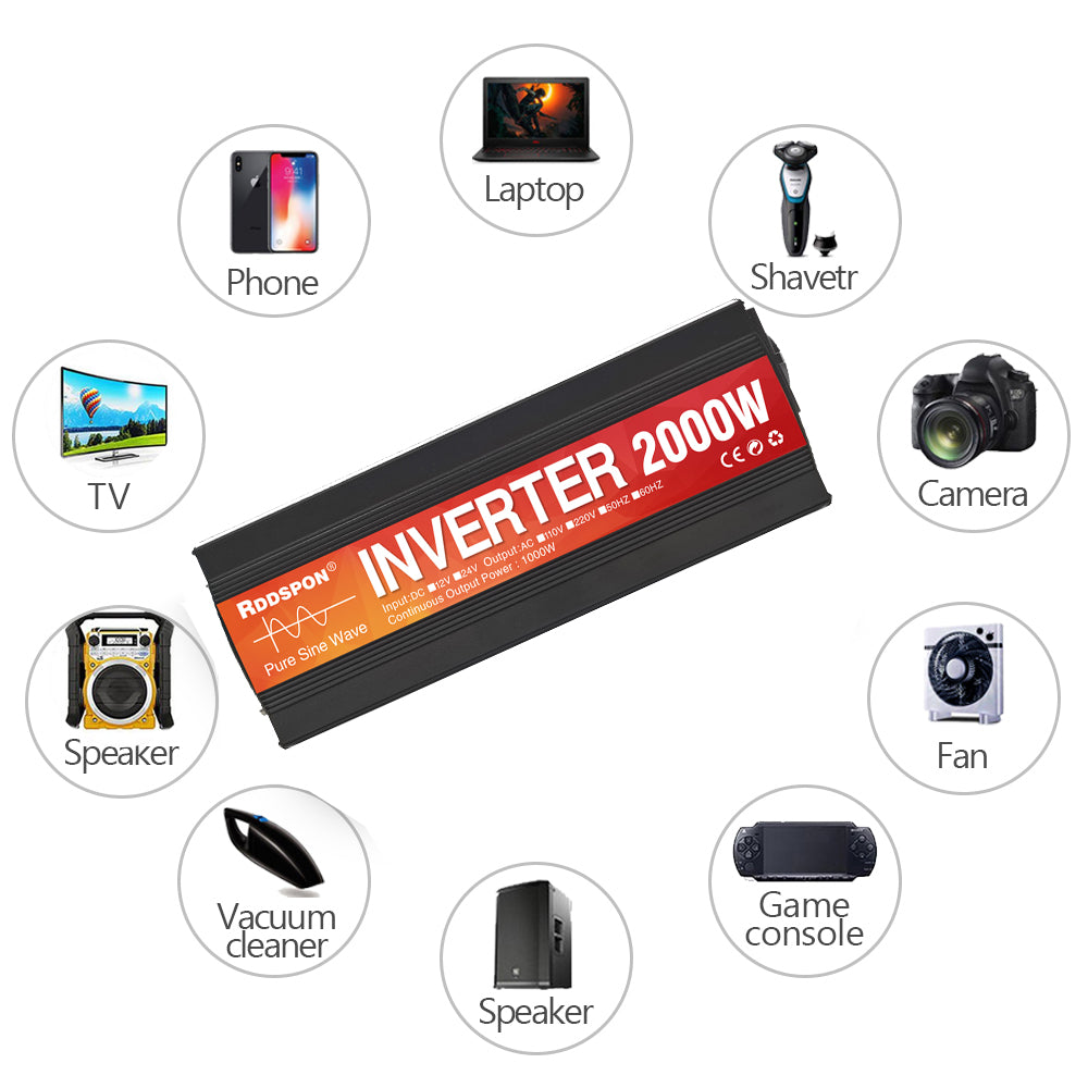 RDDSPON Pure Sine Wave Inverter 12v 24v To 220v 50Hz 60Hz Car Inverter 2000W 3000W 4000W Voltage Converter Power Solar Inverter