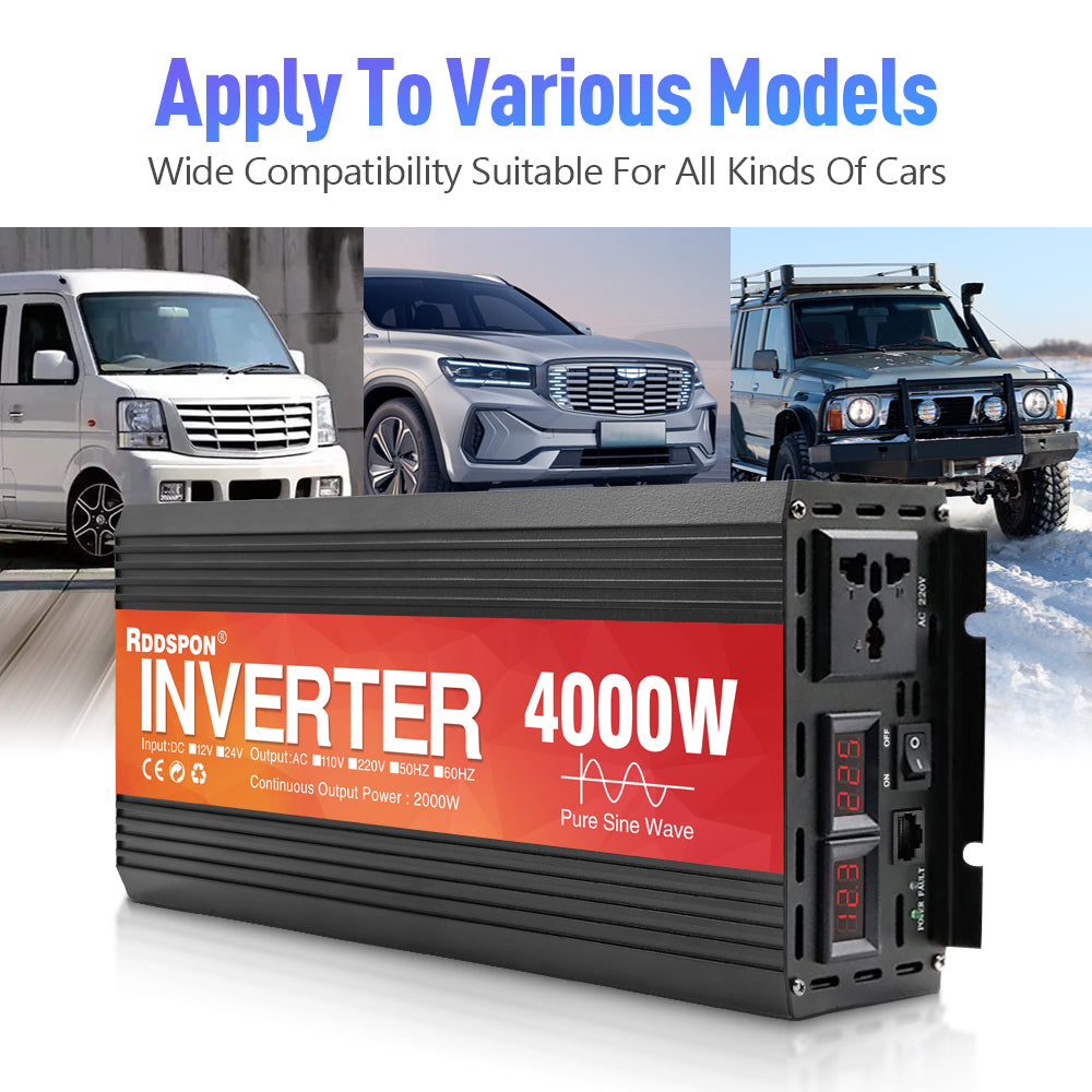 RDDSPON Car Inverter 2000W 3000W 4000W Converter Power Solar Inverter Universal plug