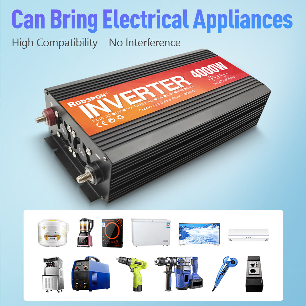 RDDSPON Pure Sine Wave Inverter 12v 24v To 220v 50Hz 60Hz Car Inverter 2000W 3000W 4000W Voltage Converter Power Solar Inverter