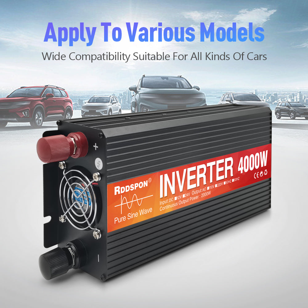 RDDSPON 4000W 3000W Car Inverter Universal Plug LCD Display Screen Solar Inverter