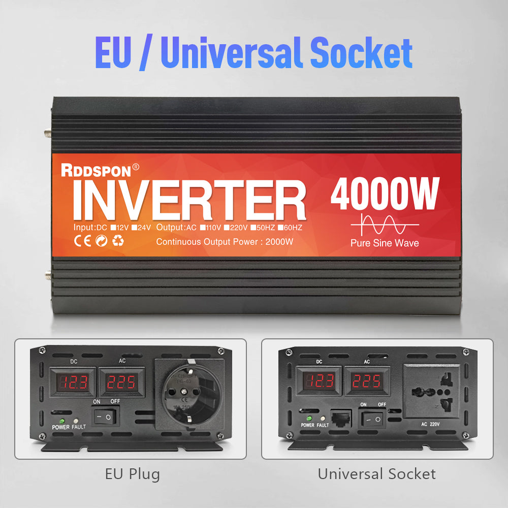 RDDSPON Car Inverter 2000W 3000W 4000W Converter Power Solar Inverter Universal plug