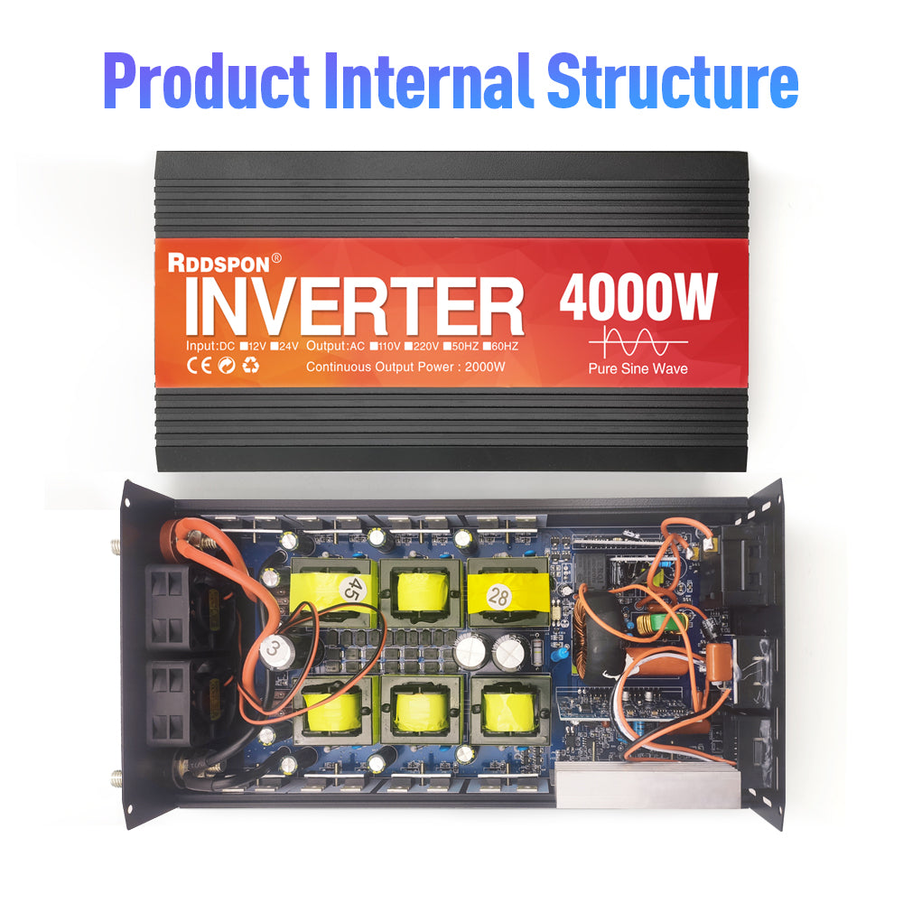 RDDSPON Car Inverter 2000W 3000W 4000W Converter Power Solar Inverter Universal plug