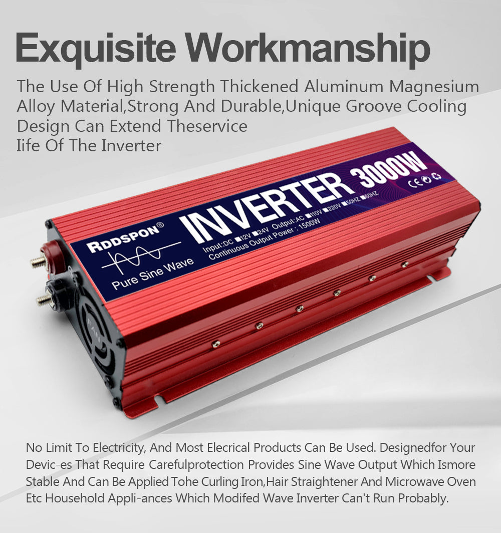 RDDSPON Car Inverter Pure Sine Wave Inverter 3000W 2200W 1600W 1000W