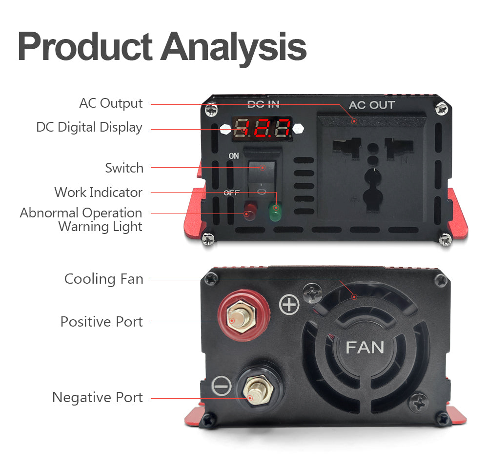 RDDSPON Car Inverter Pure Sine Wave Inverter 3000W 2200W 1600W 1000W